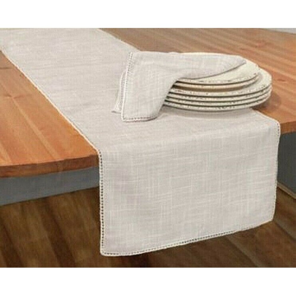 Southern Home Table Runner Lace Edge Fabric 14X70 Beige Taupe Rory Modern Rustic